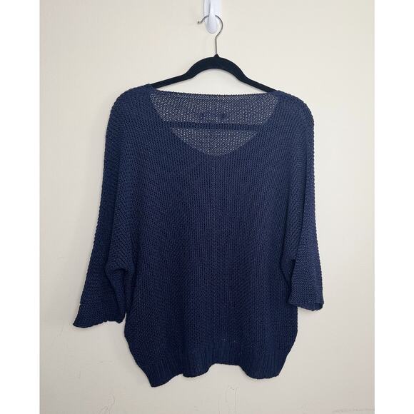 Carina Ricci V-Neck knit Sweater Dark Blue Size M - Picture 2 of 2